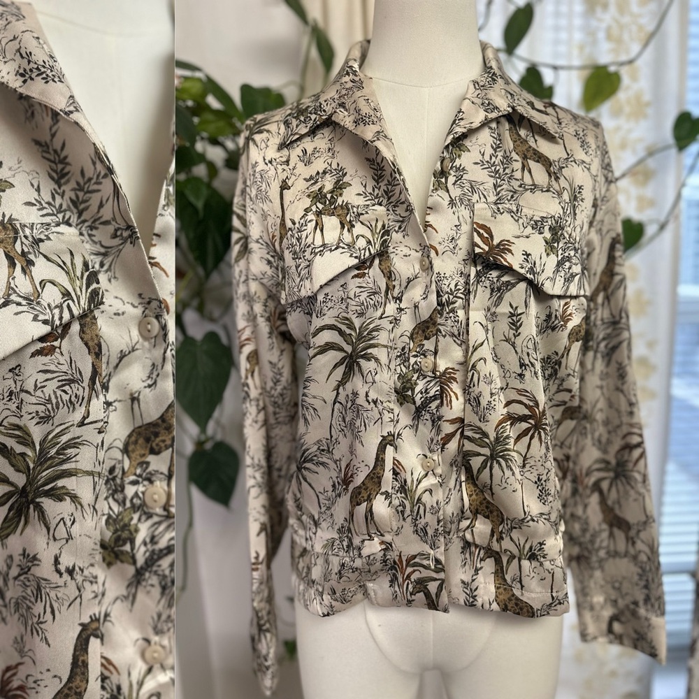 Zara Safari Print Button-Up Shirt